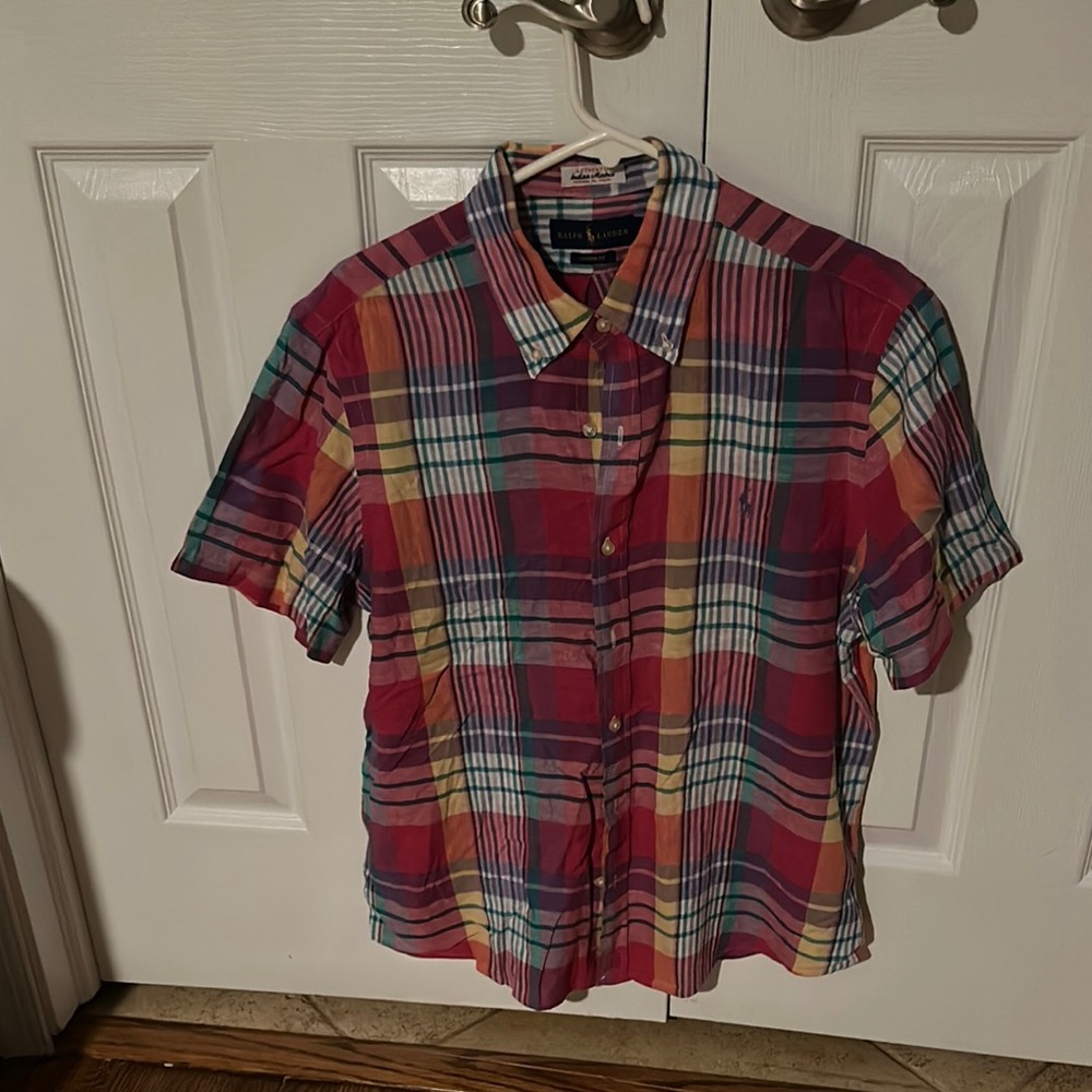 Ralph Lauren Men’s custom fit MADRAS shirt LIKE NEW
